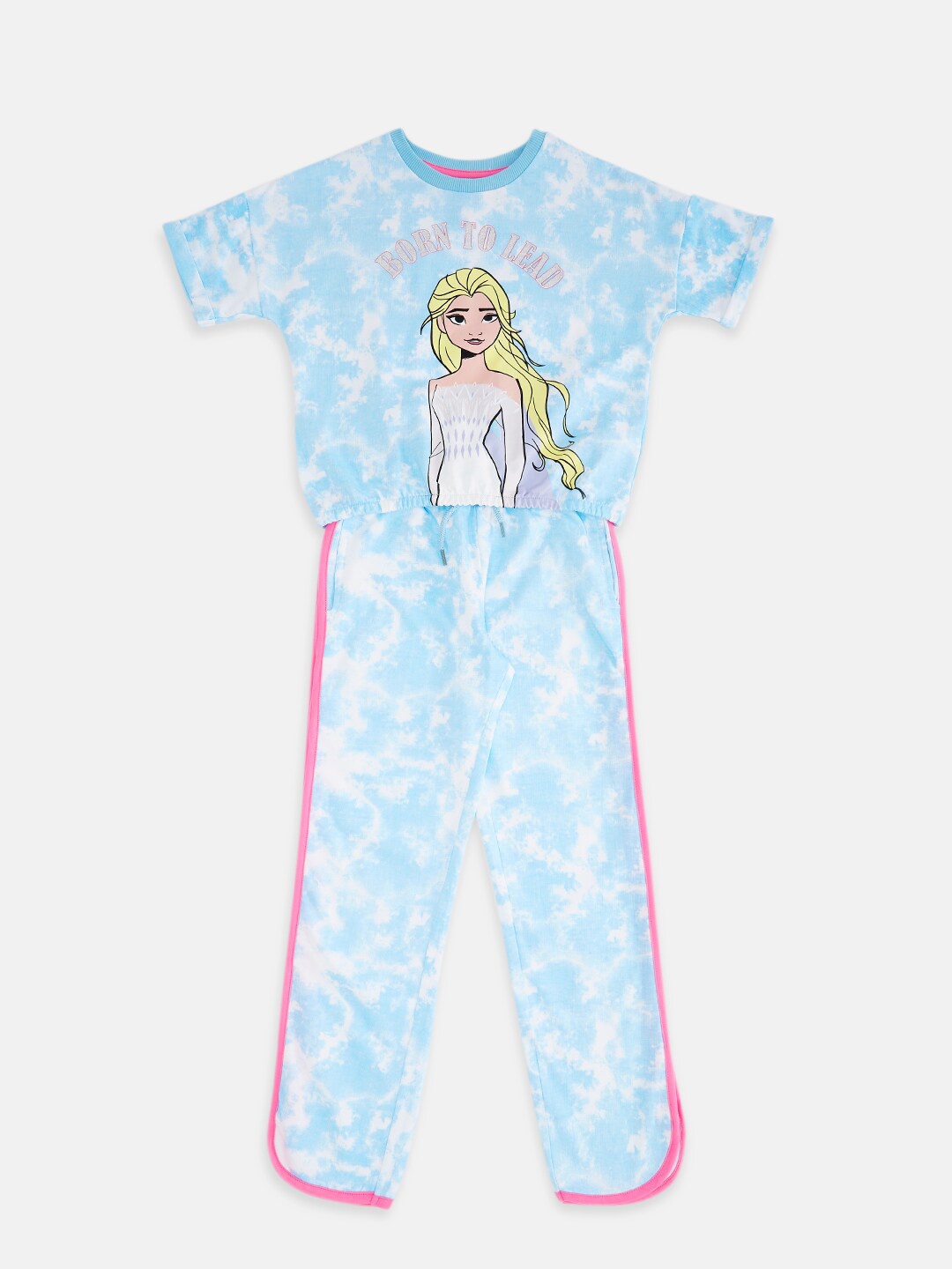

Pantaloons Junior Girls Frozen Printed T-Shirt With Pyjamas, Blue