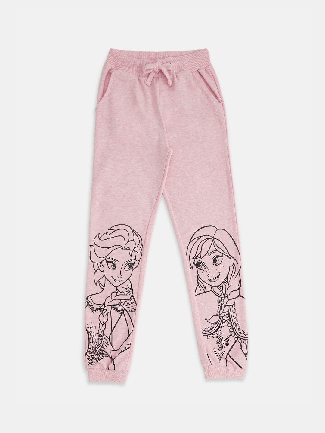 

Pantaloons Junior Girls Frozen Graphic Printed Cotton Joggers, Pink