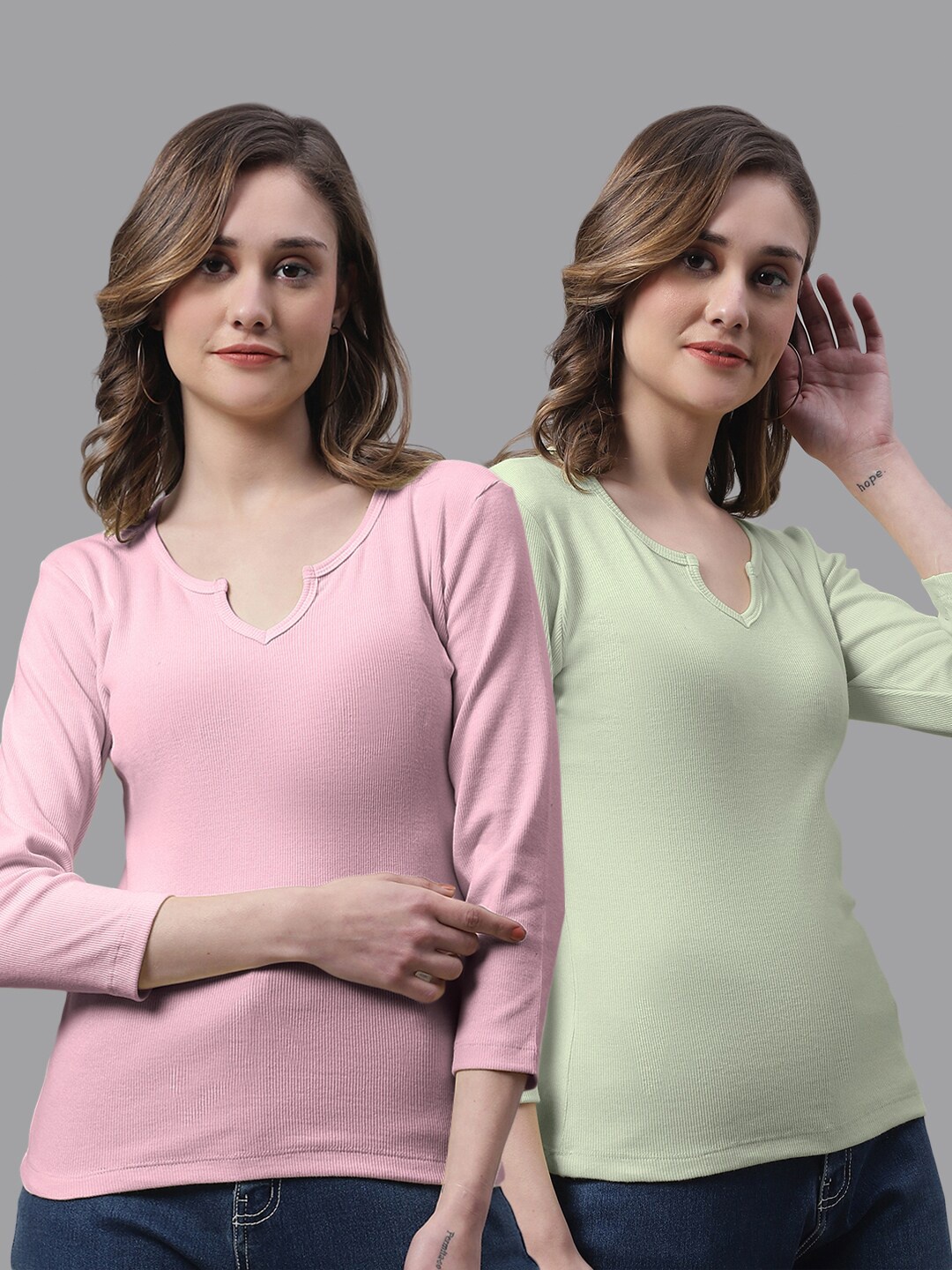 

FBAR Pack Of 2 Cotton Crop Top, Pink