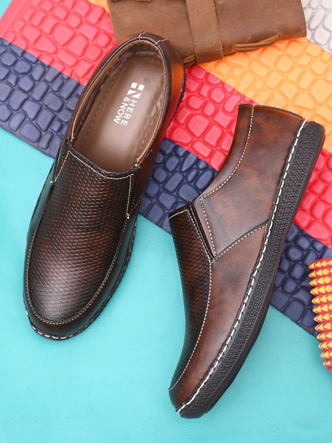 

HERE&NOW Brown Textured Lightweight Derbys