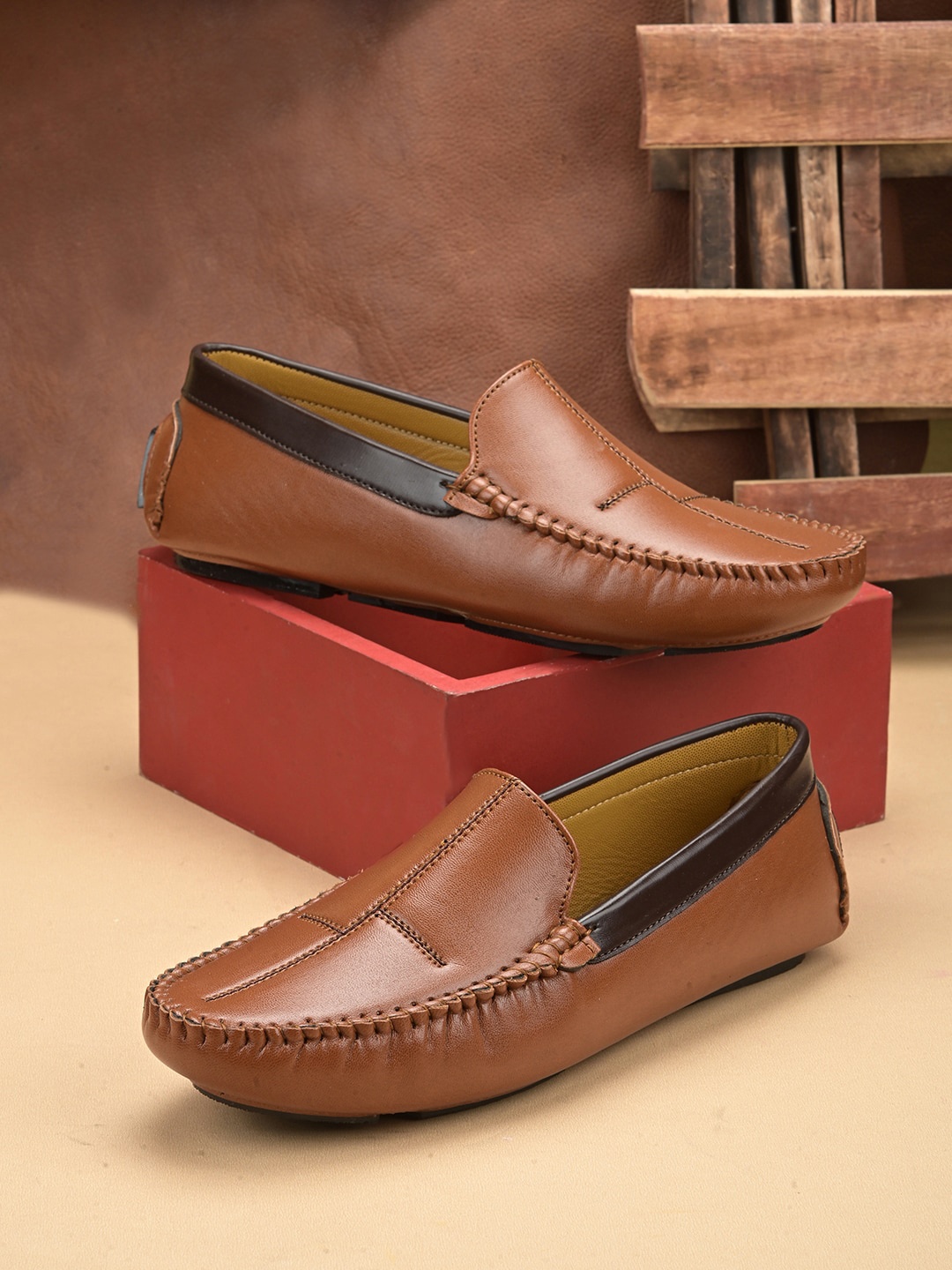 

HERE&NOW Textured Light weight Loafers, Tan