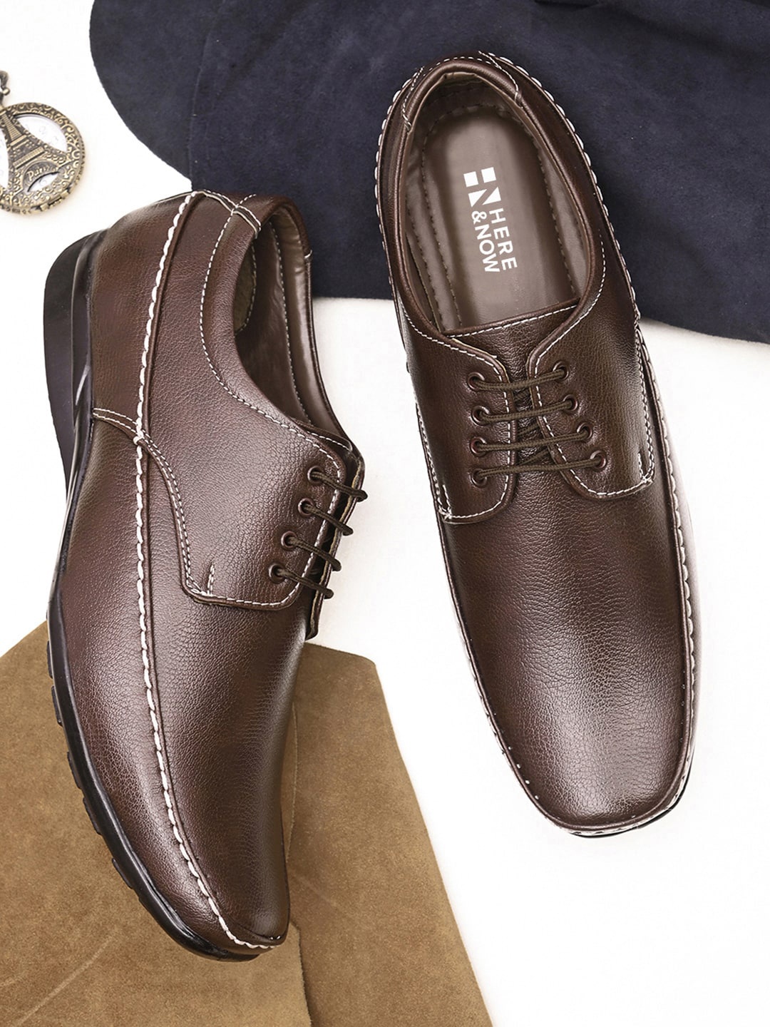 

HERE&NOW Men Brown Derbys Formal Shoes