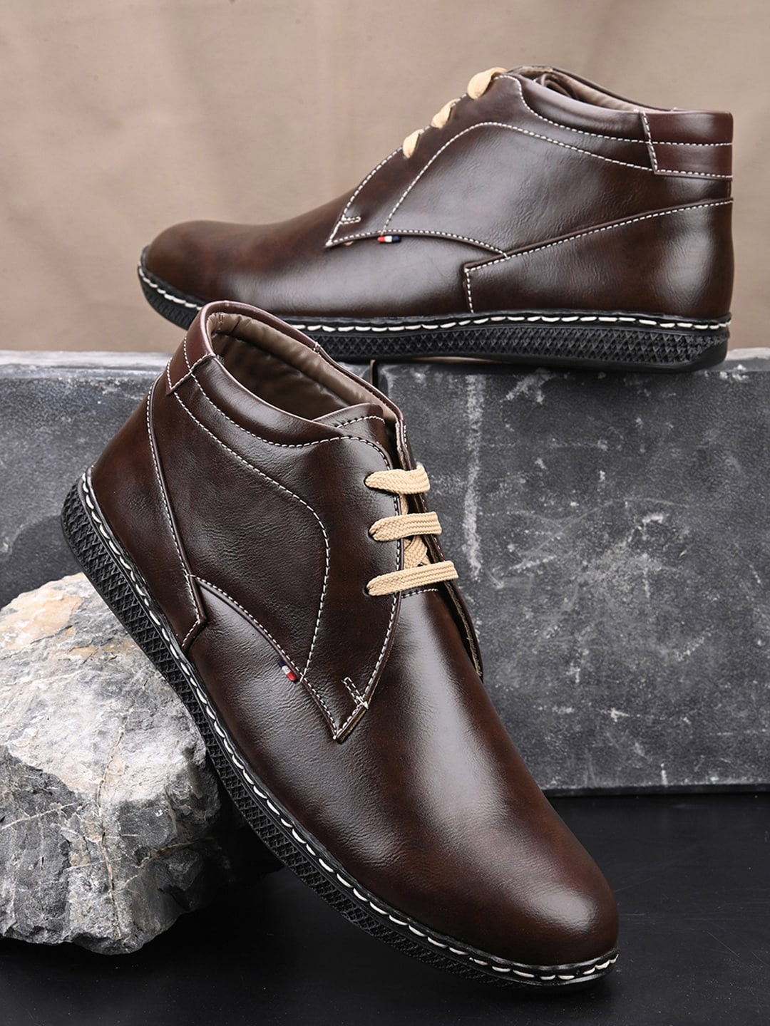 

HERE&NOW Brown Derby Lace Up Casual Shoes