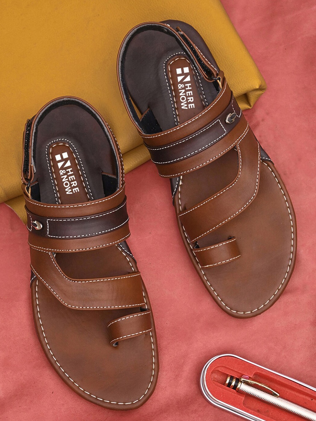 

HERE&NOW Men Tan Comfort Sandals
