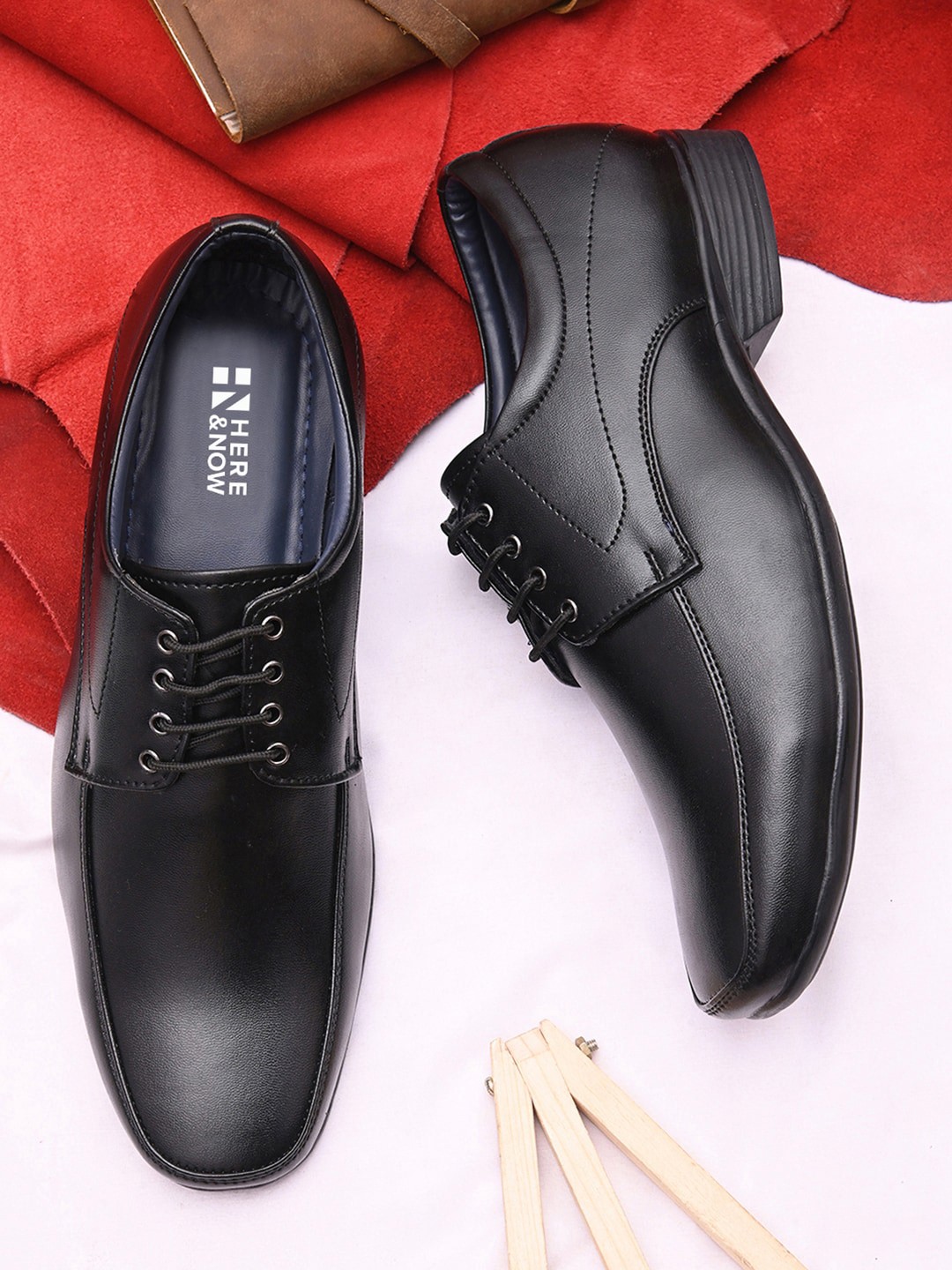 

HERE&NOW Men Black Derbys Formal Shoes