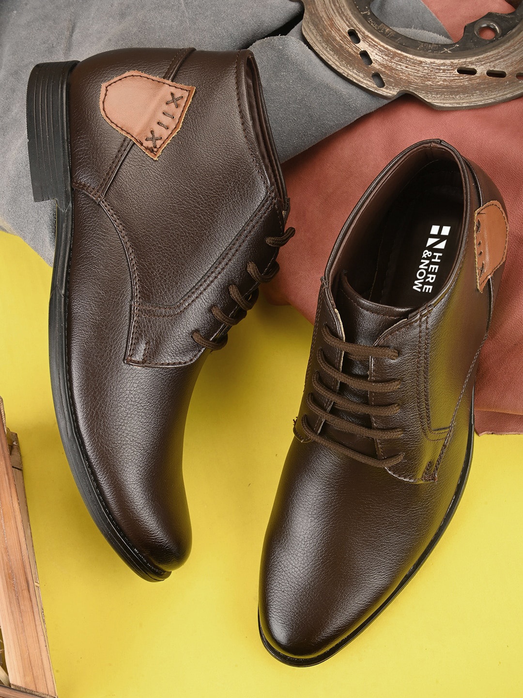 

HERE&NOW Men Brown Lace-Up Regular Boots