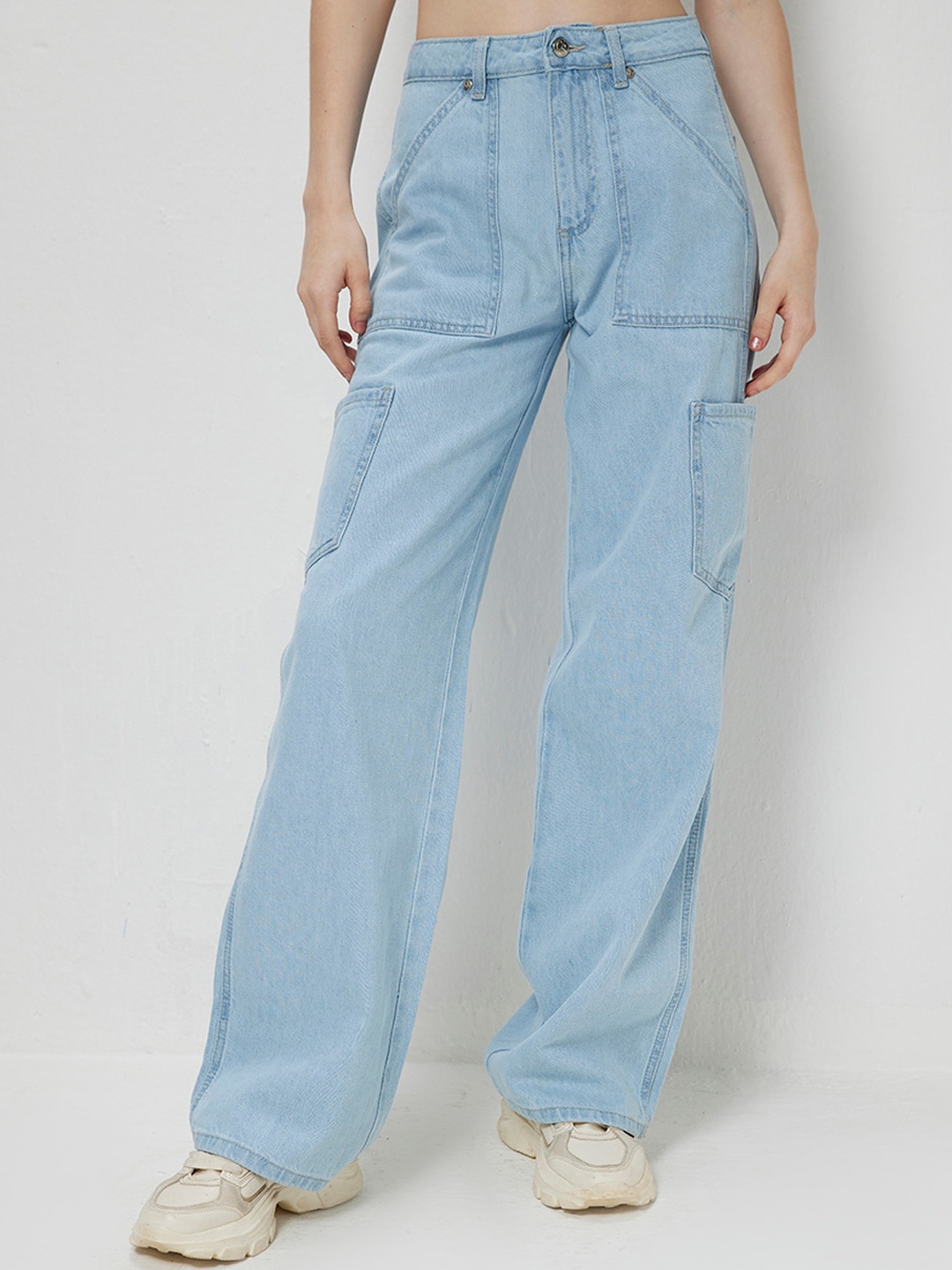 

COVER STORY Women Relaxed Fit High-Rise Cotton Jeans, Blue