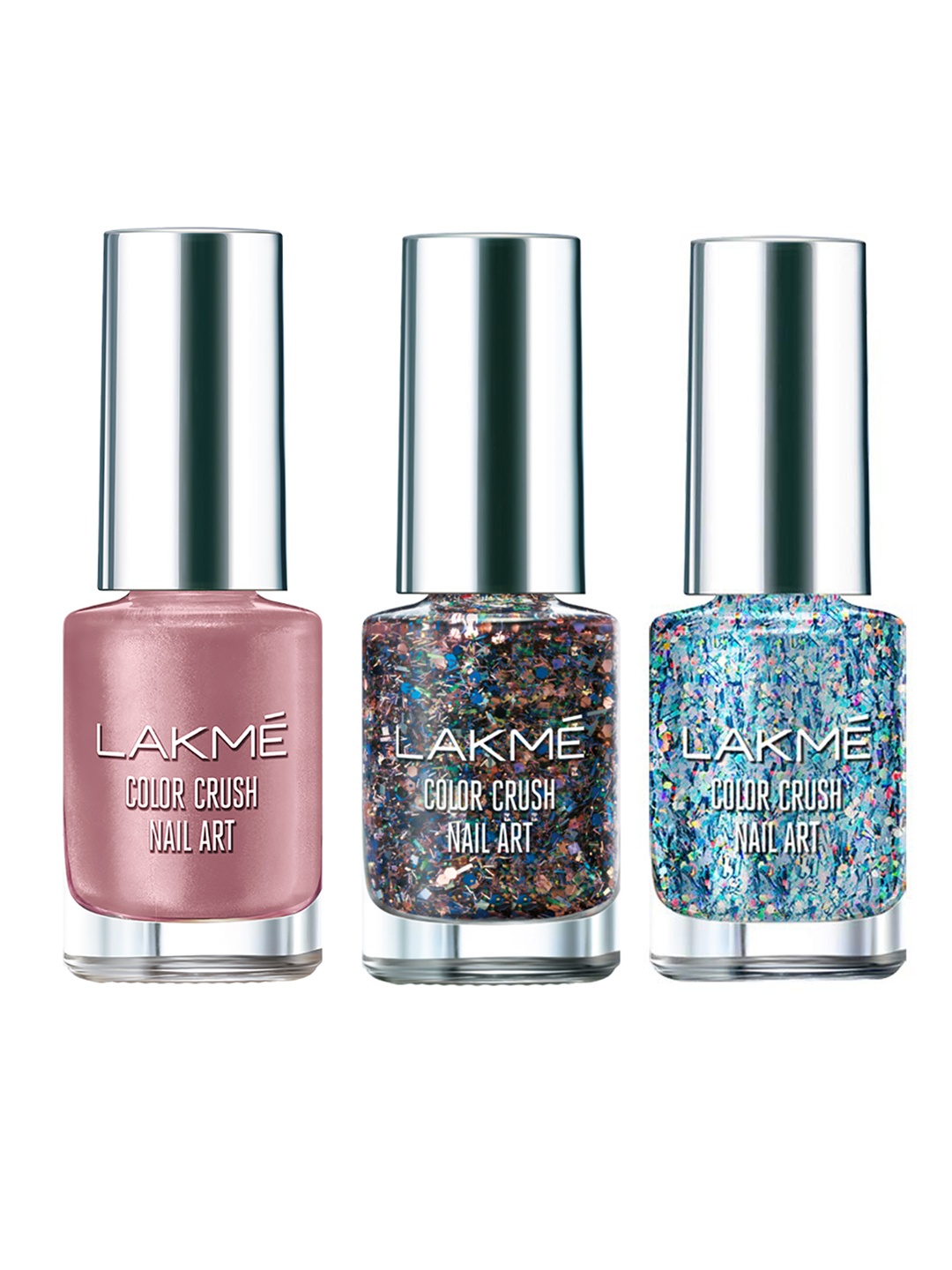 

Lakme Set Of 3 Color Crush Nail Art Polish 6ml Each - T2 + Original Nude M3 + G12, Blue