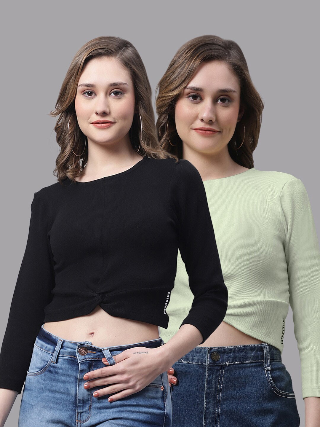 

FBAR Pack Of 2 Cotton Crop Top, Black