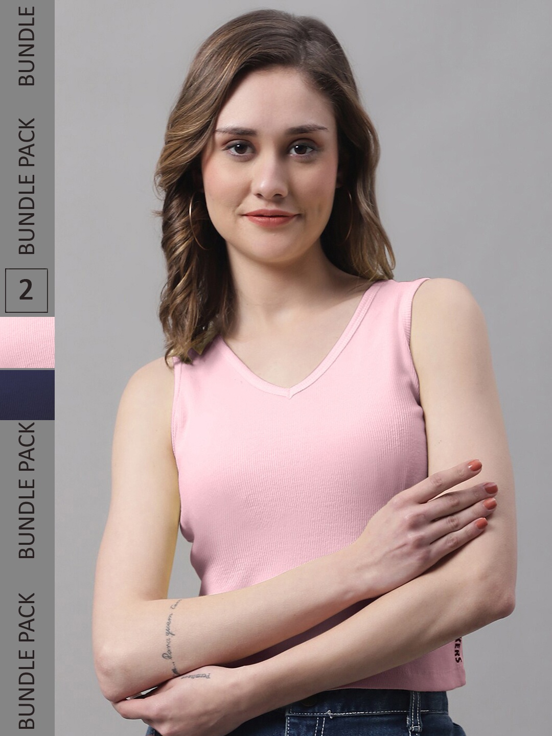 

FBAR Pack of 2 Ribbed Cotton Crop Tops, Pink