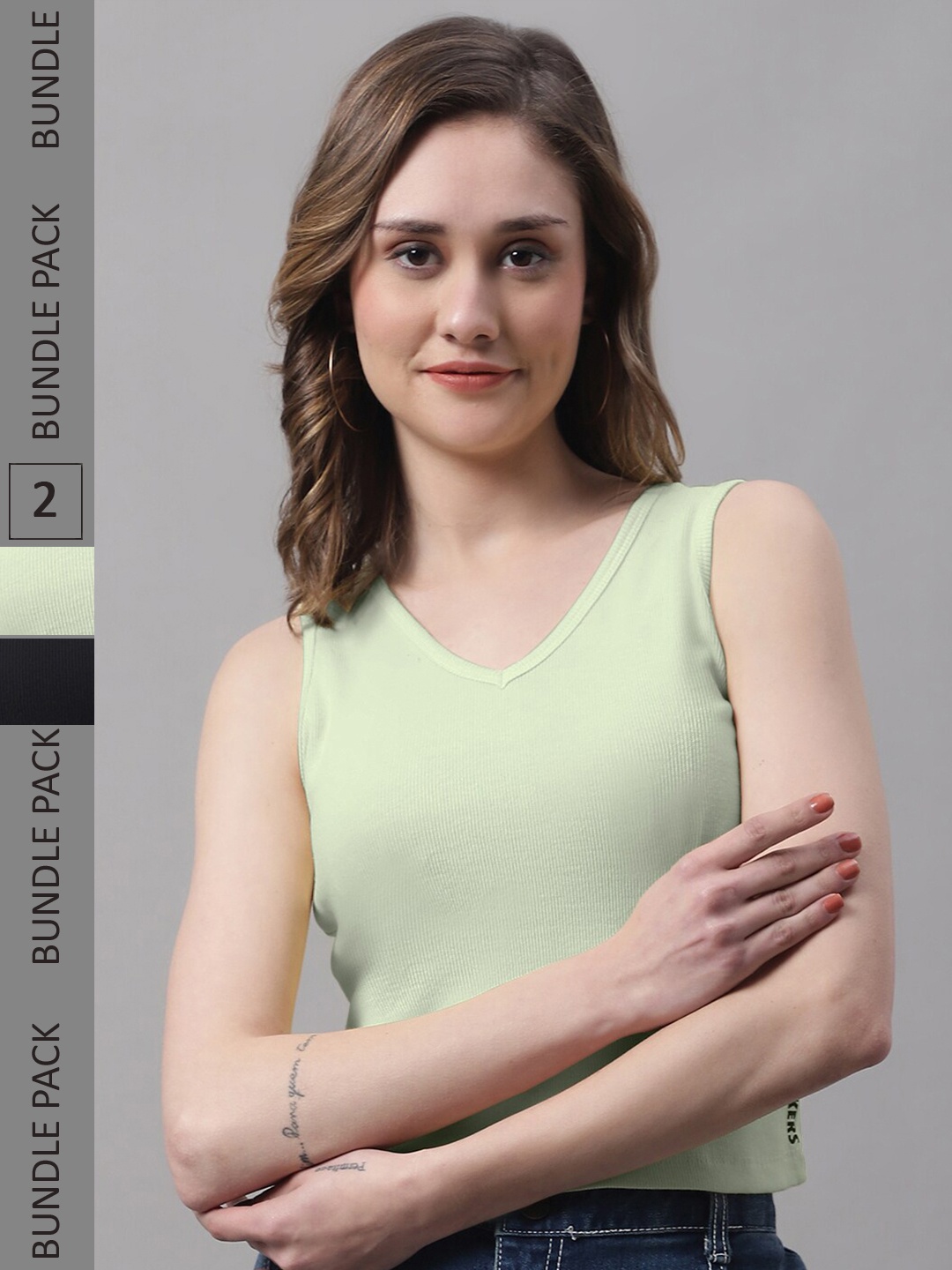 

FBAR Pack Of 2 Fitted Cotton Top, Sea green