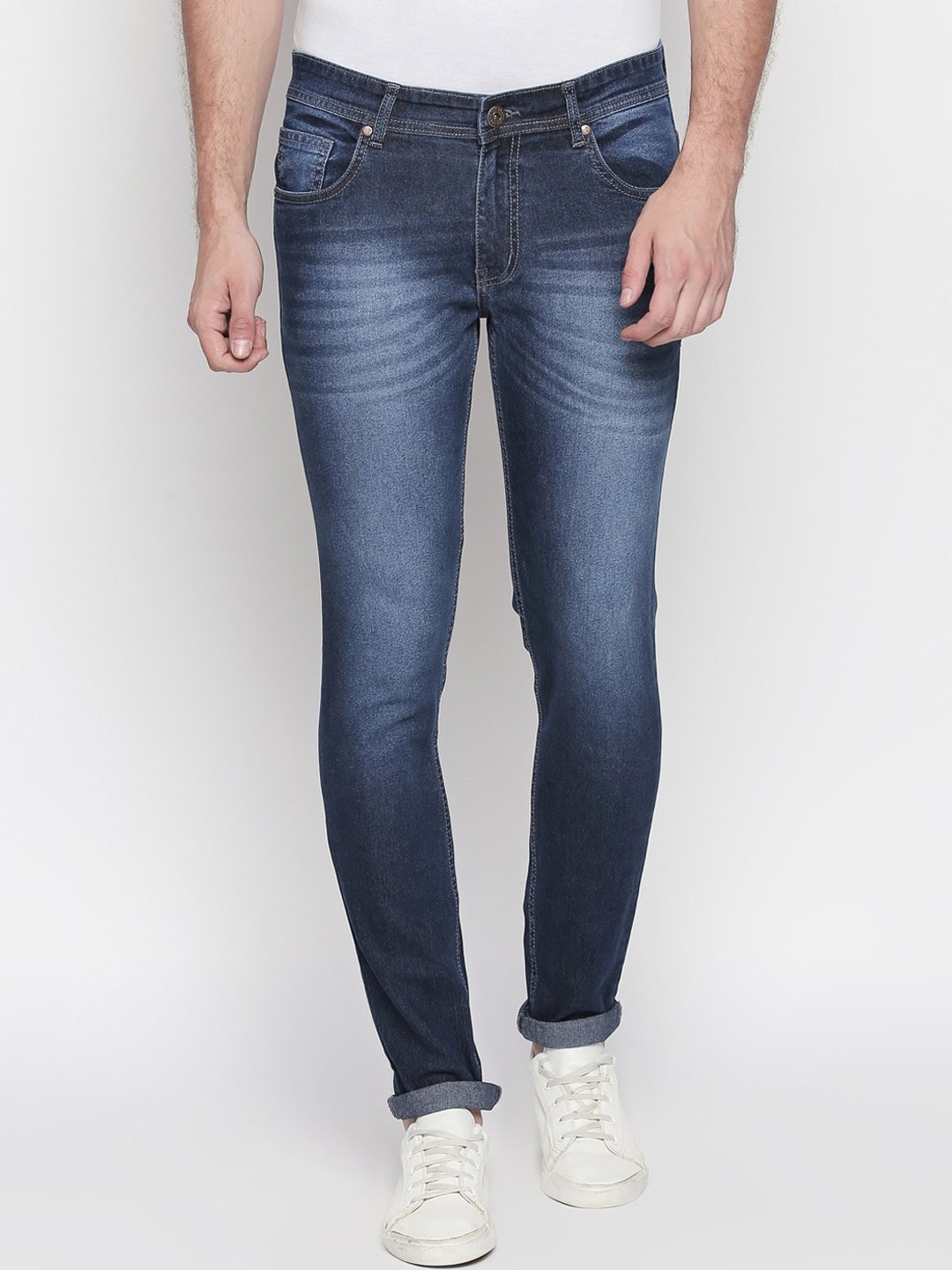 

High Star Men Comfort Slim Fit Heavy Fade Whiskers Stretchable Jeans, Blue
