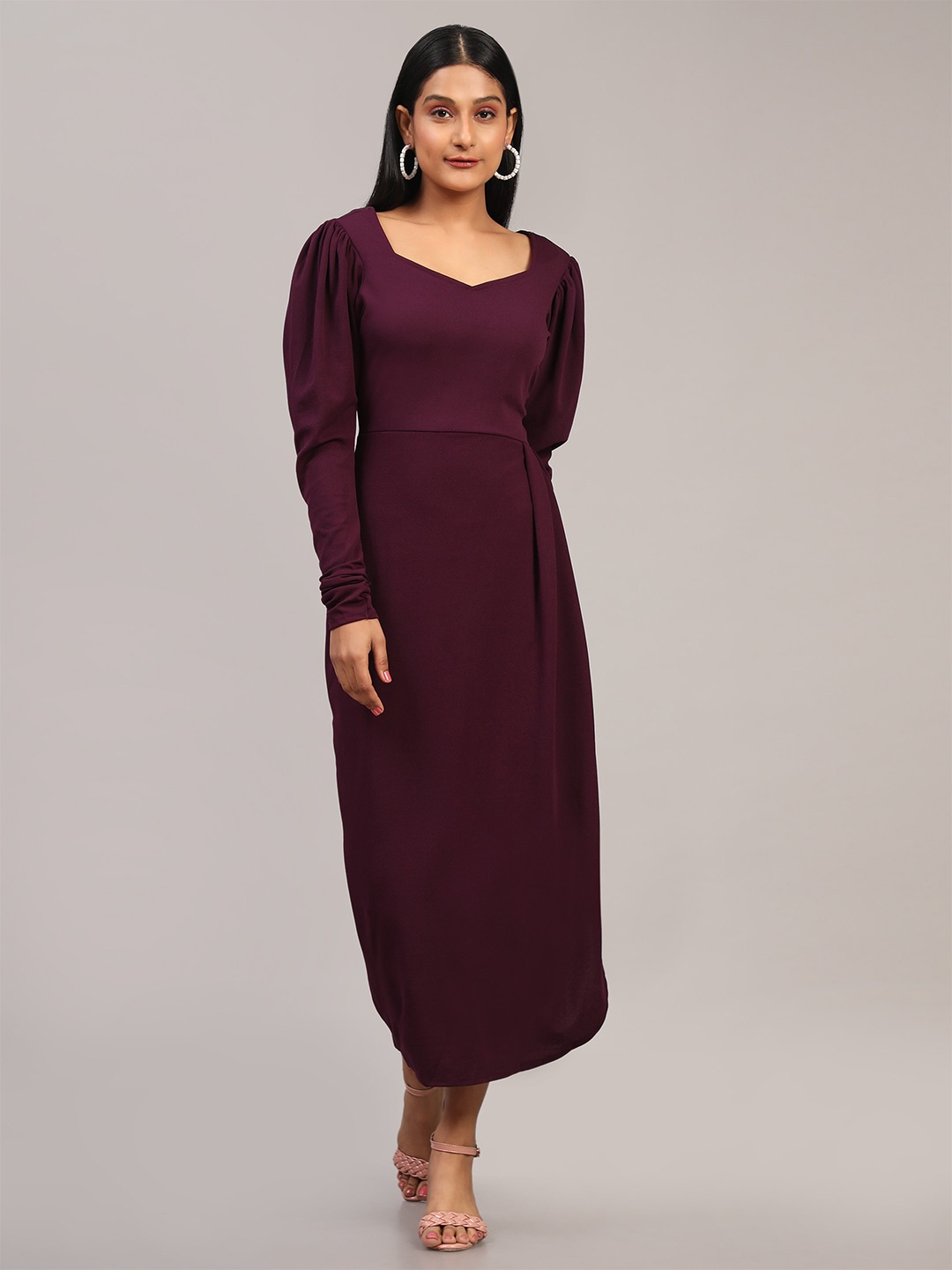 

Vaidehi Fashion Sweetheart Neck Puff Sleeves Maxi Dress, Purple