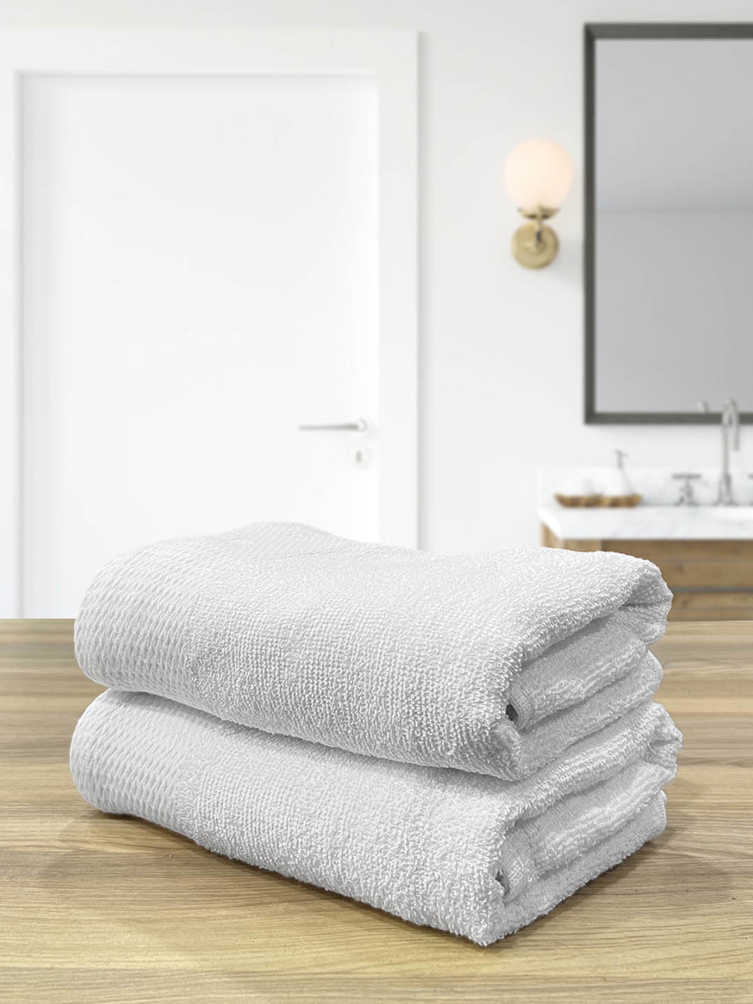 

LABHAM 2-Pcs White 450 GSM Pure Cotton Hand Towels