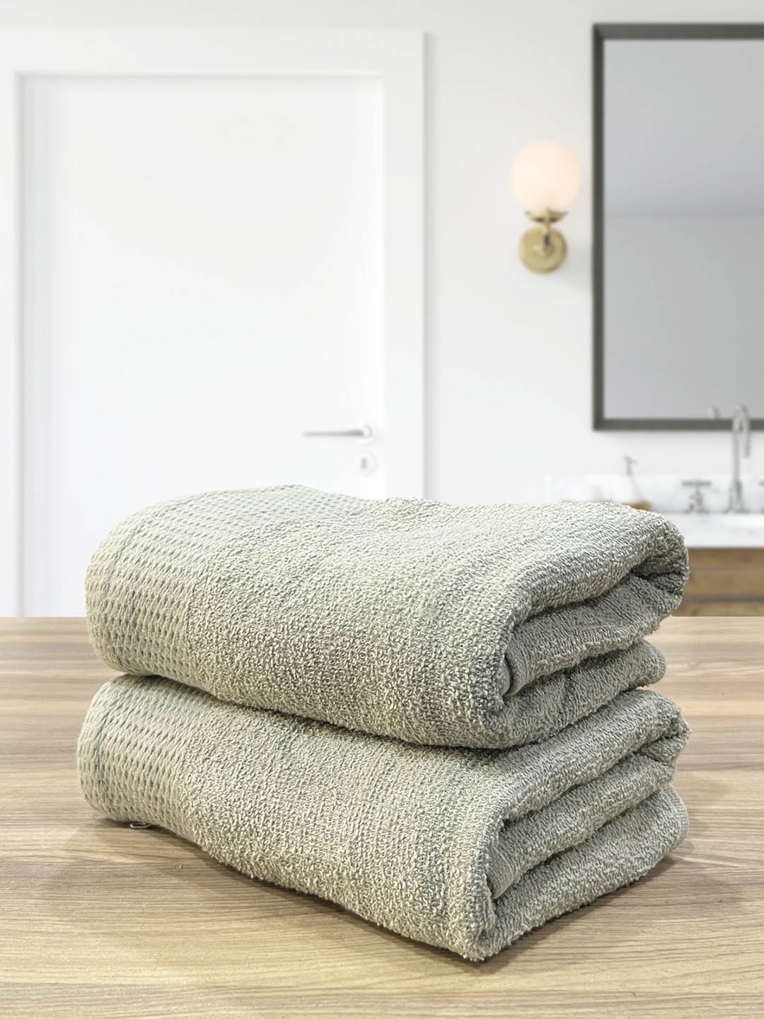 

LABHAM 2-Pcs Green 450 GSM Pure Cotton Hand Towels