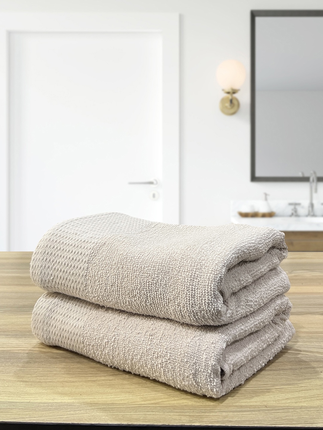 

LABHAM 2-Pcs Beige 450 GSM Pure Cotton Hand Towels