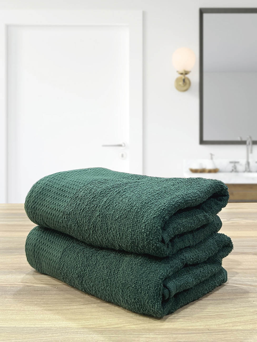 

LABHAM 2-Pcs Green 450 GSM Pure Cotton Hand Towels