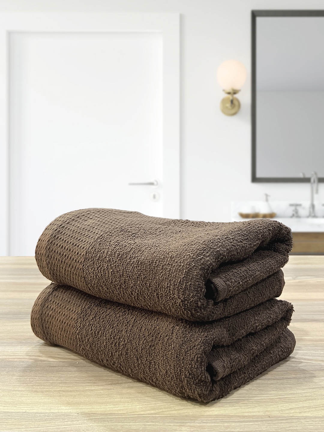 

LABHAM 2-Pcs Brown 450 GSM Pure Cotton Hand Towels