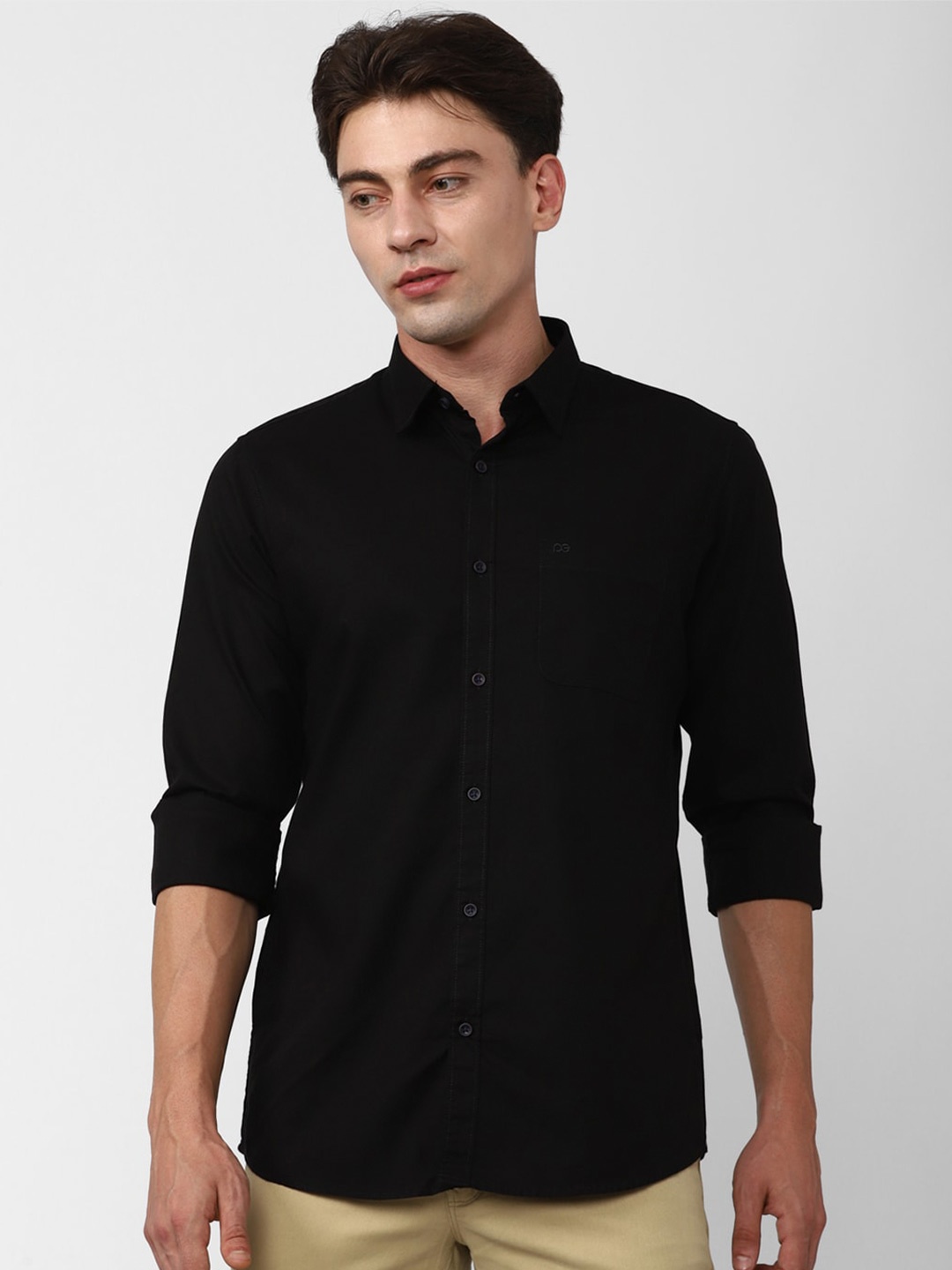 

Peter England Casuals Slim Fit Opaque Pure Cotton Casual Shirt, Black