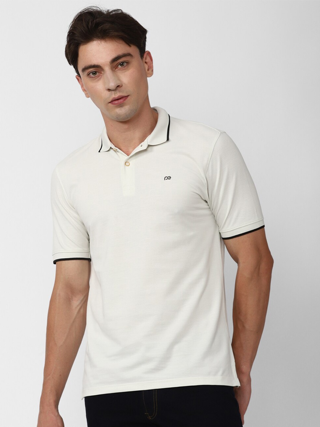 

Peter England Casuals Polo Collar Slim Fit T-shirt, Cream