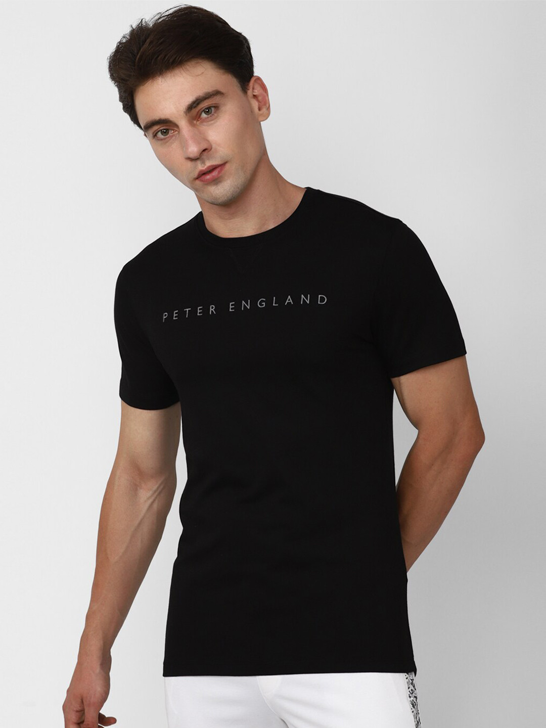 

Peter England Casuals Typography Printed Slim Fit T-shirt, Black