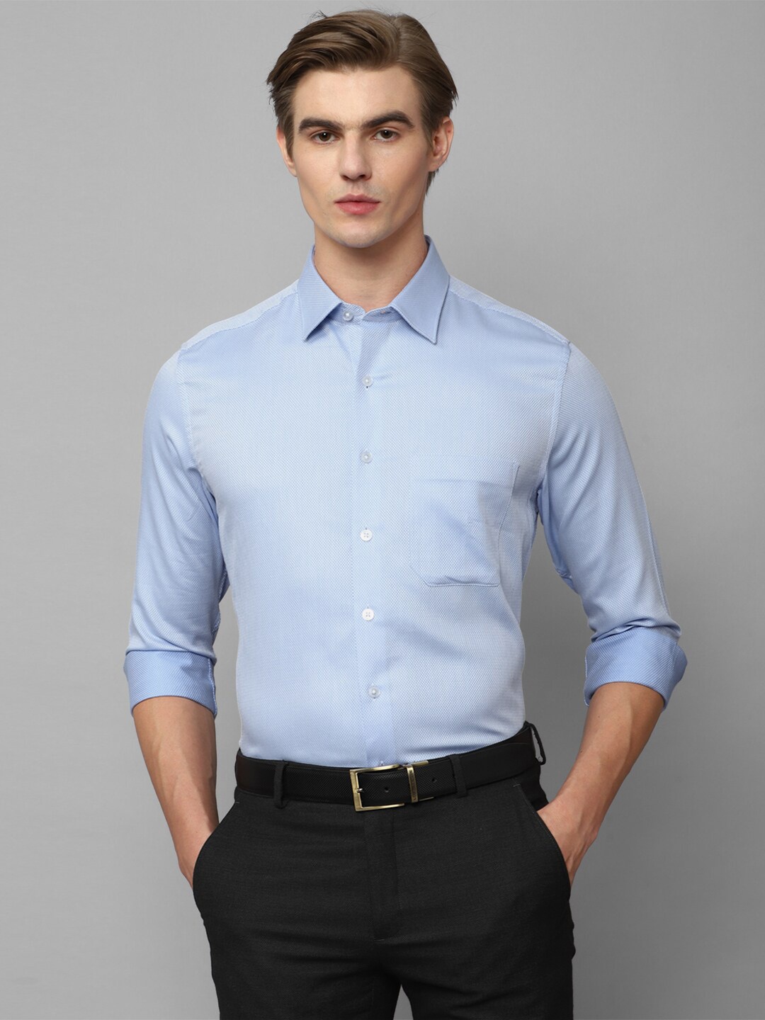 

Louis Philippe Slim Fit Opaque Pure Cotton Formal Shirt, Blue