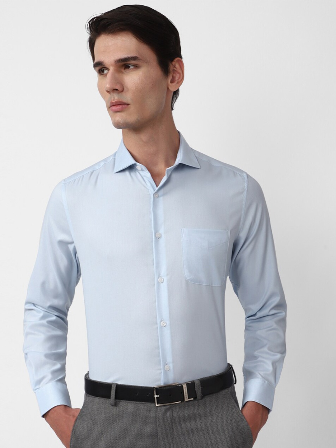 

Peter England Elite Slim Fit Opaque Cotton Formal Shirt, Blue