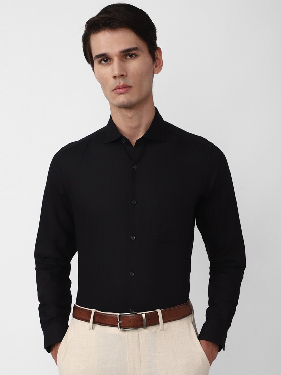 

Peter England Elite Slim Fit Pure Cotton Formal Shirt, Black