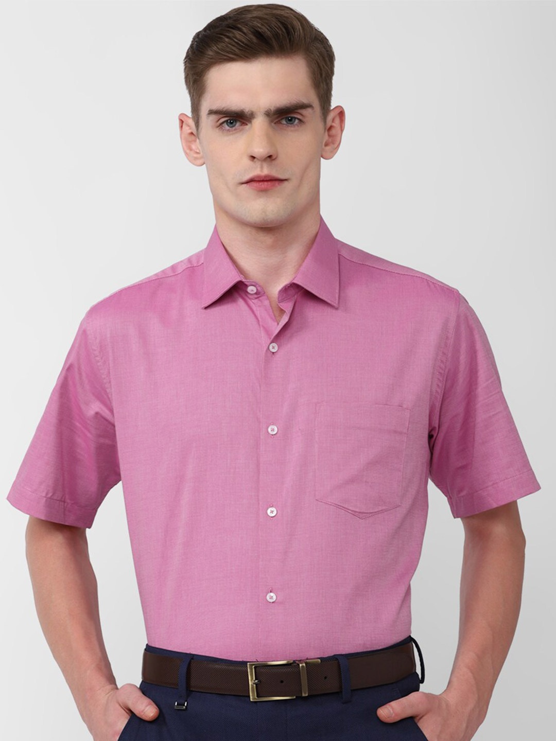 

Van Heusen Textured Opaque Pure Cotton Formal Shirt, Pink