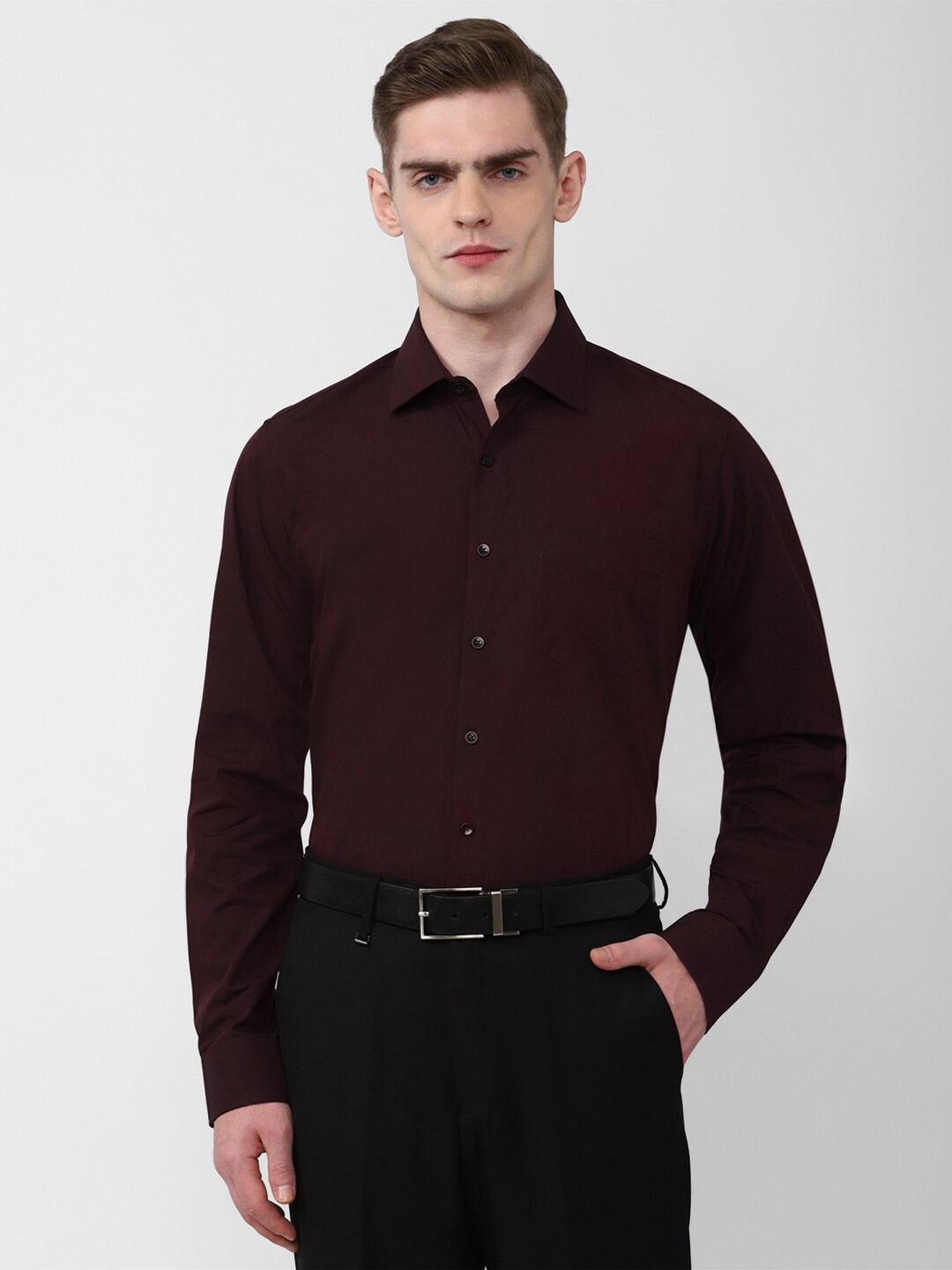 

Van Heusen Slim Fit Opaque Pure Cotton Formal Shirt, Maroon