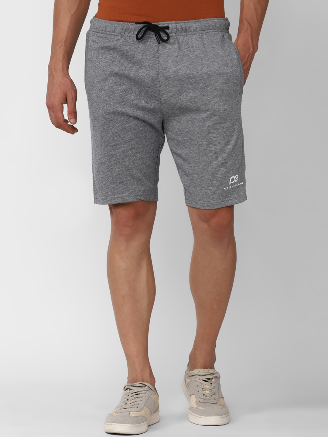 

Peter England Men Mid-Rise Regular Shorts, Grey