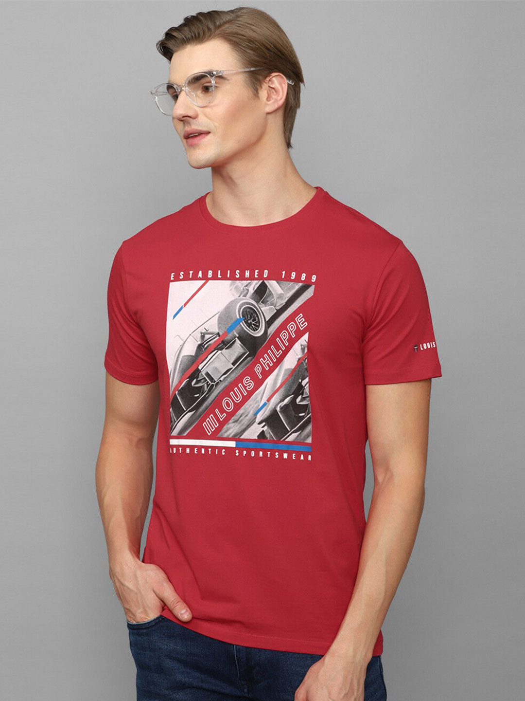 

Louis Philippe Sport Graphic Printed Slim Fit T-Shirt, Red
