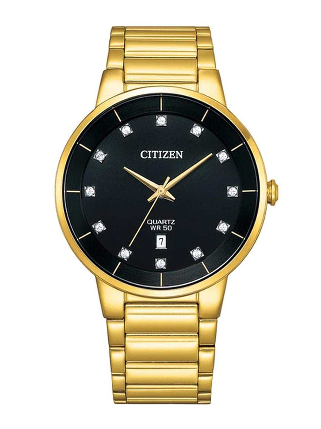 

Citizen Men Embellished Dial & Stainless Steel Bracelet Style Straps Analogue Watch BI5019-54E, Black