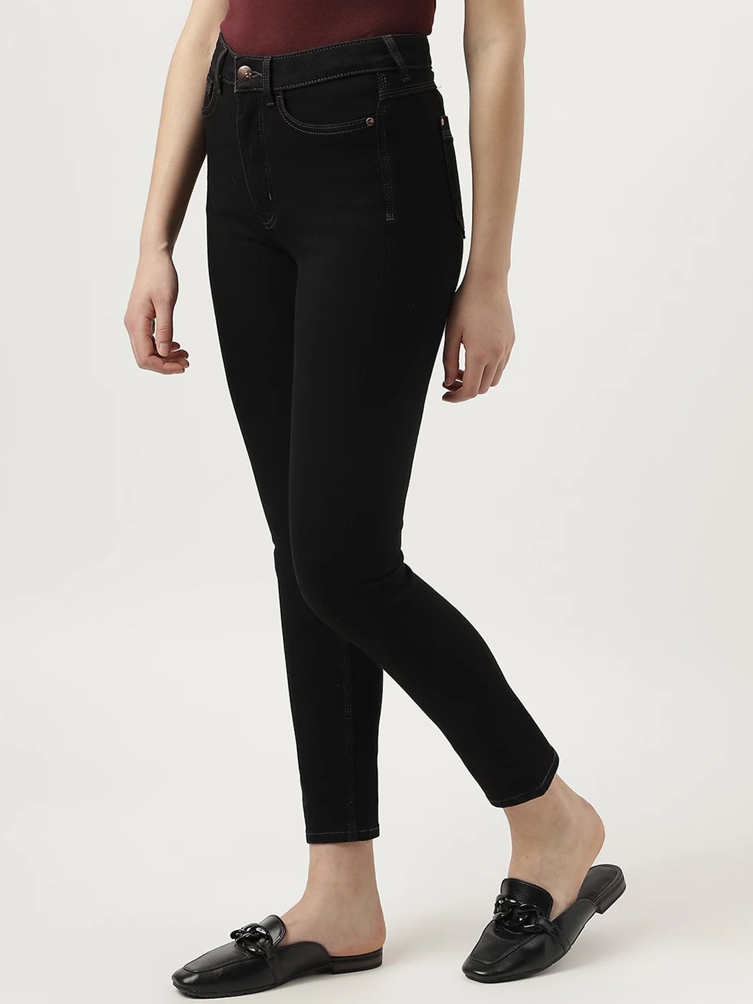 

Marks & Spencer Women Slim Fit High-Rise Cropped Stretcahble Jeans, Black