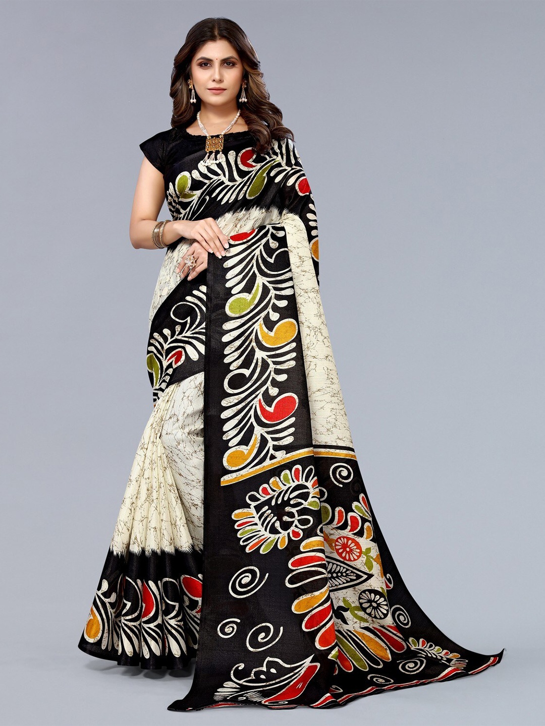 

KALINI Abstract Printed Saree, Black