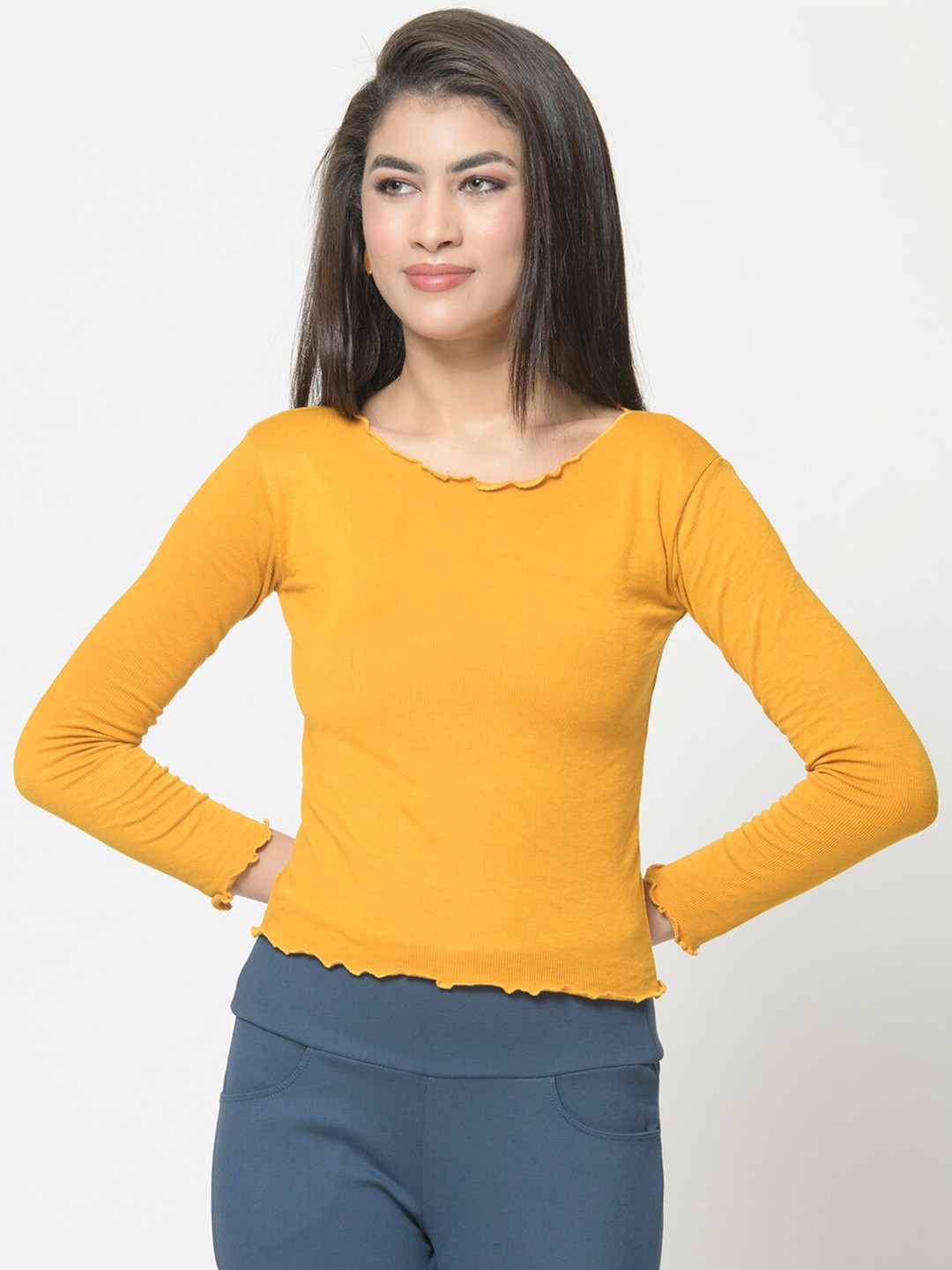 

urSense Round Neck Cotton Top, Yellow