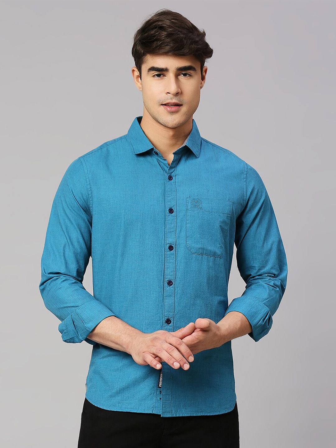 

Provogue Men Classic Slim Fit Pure Cotton Casual Shirt, Teal