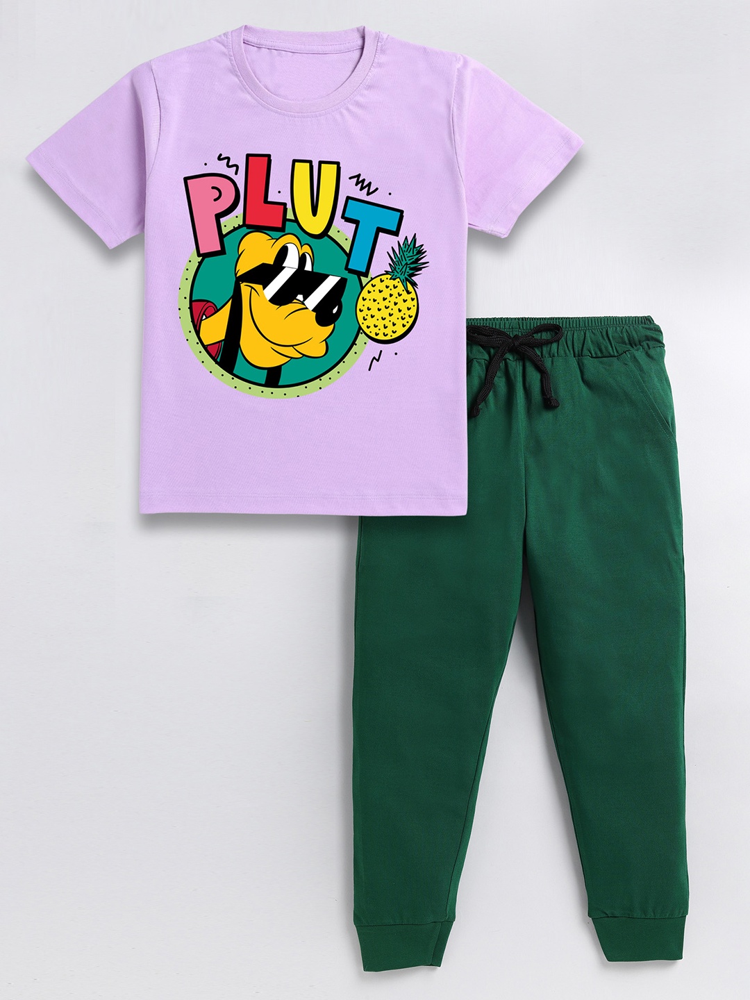 

BAESD Boys Pluto Printed Pure Cotton T-shirt With Trousers, Purple