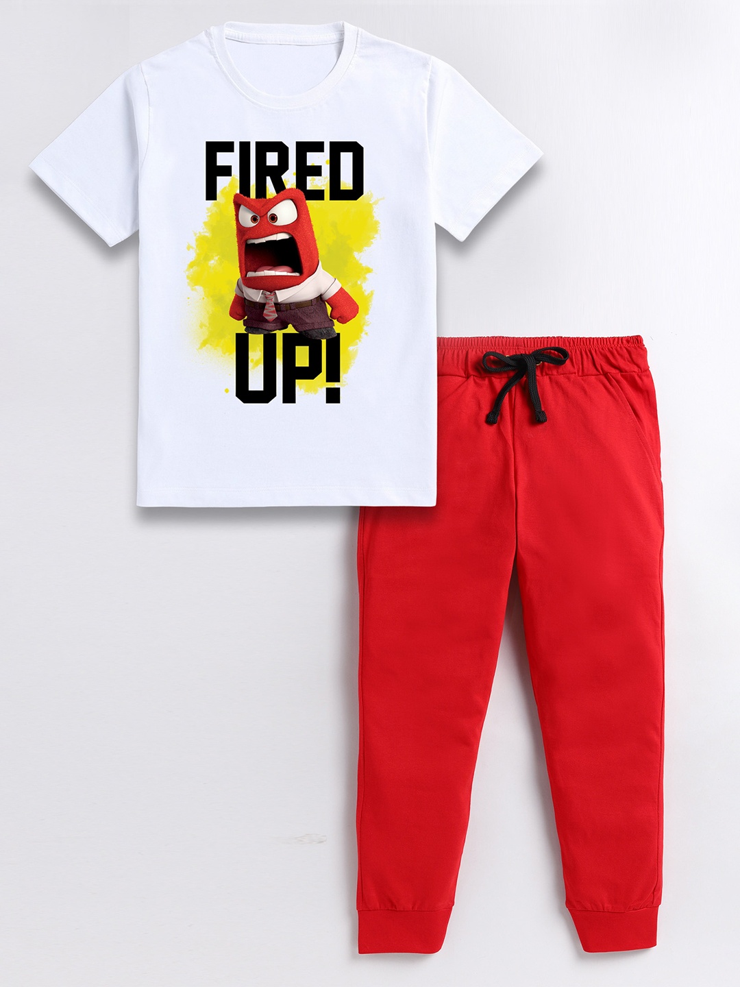 

BAESD Boys Typography Printed Pure Cotton T-shirt with Trousers, White