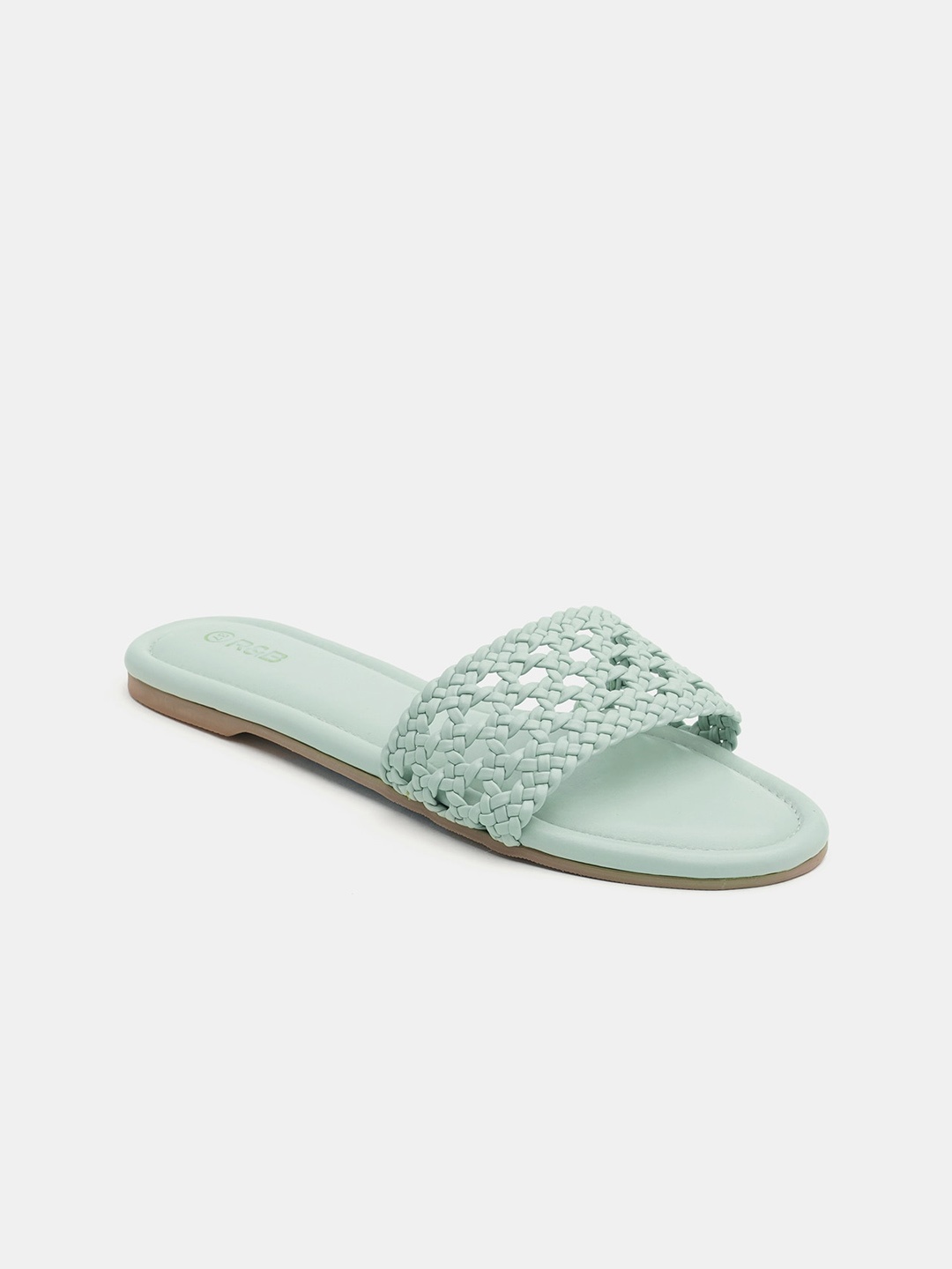 

R&B Women Open Toe Flats With Laser Cuts, Blue