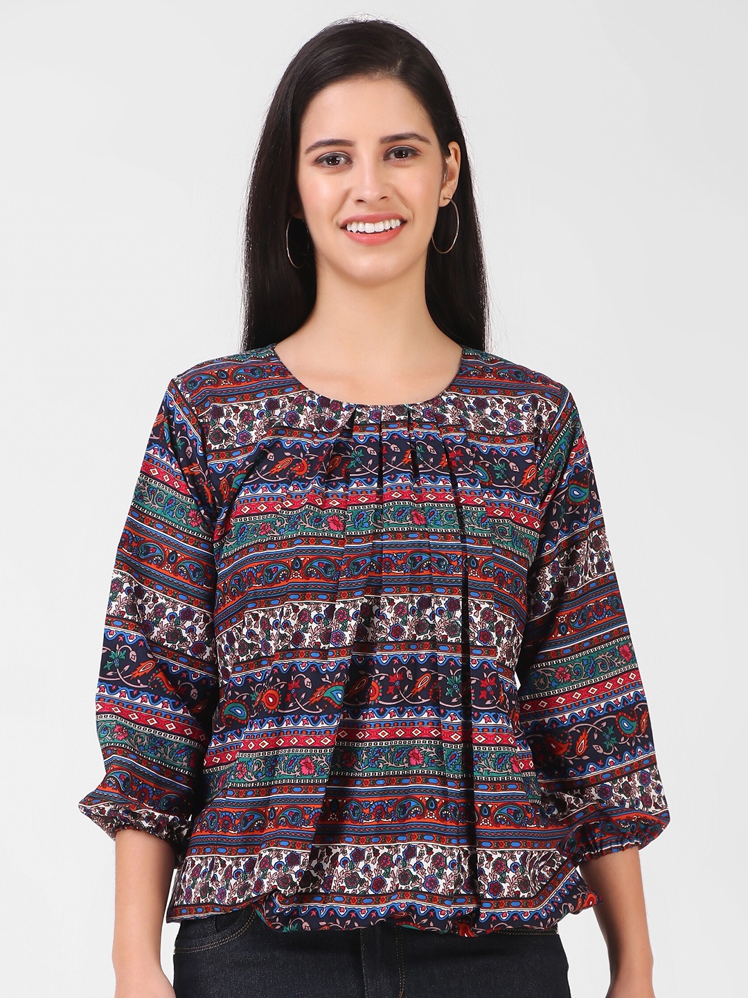 

KASHIAN Floral Printed Regular Top, Navy blue