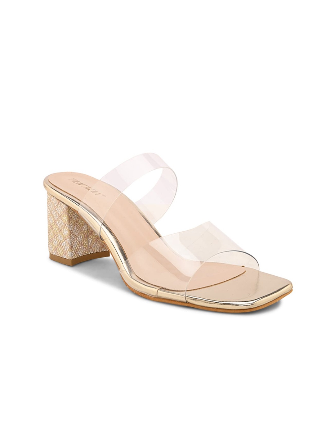 

Fentacia Double Strap Block Heels, Transparent