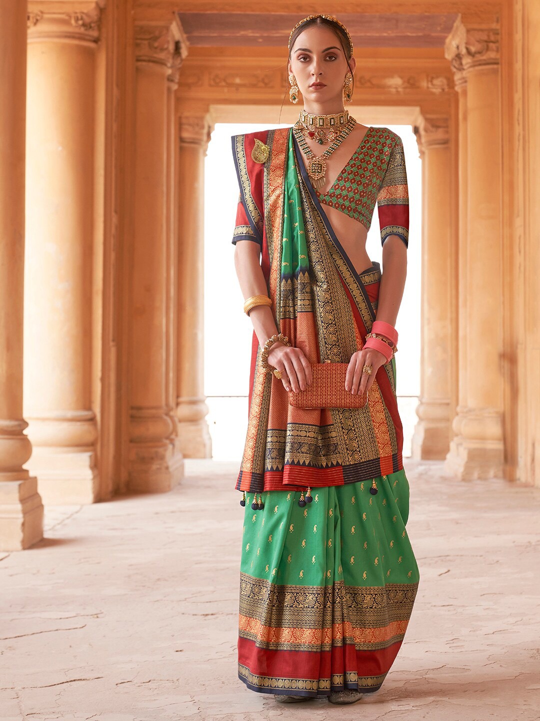 

Anouk Woven Design Zari Banarasi Saree, Sea green