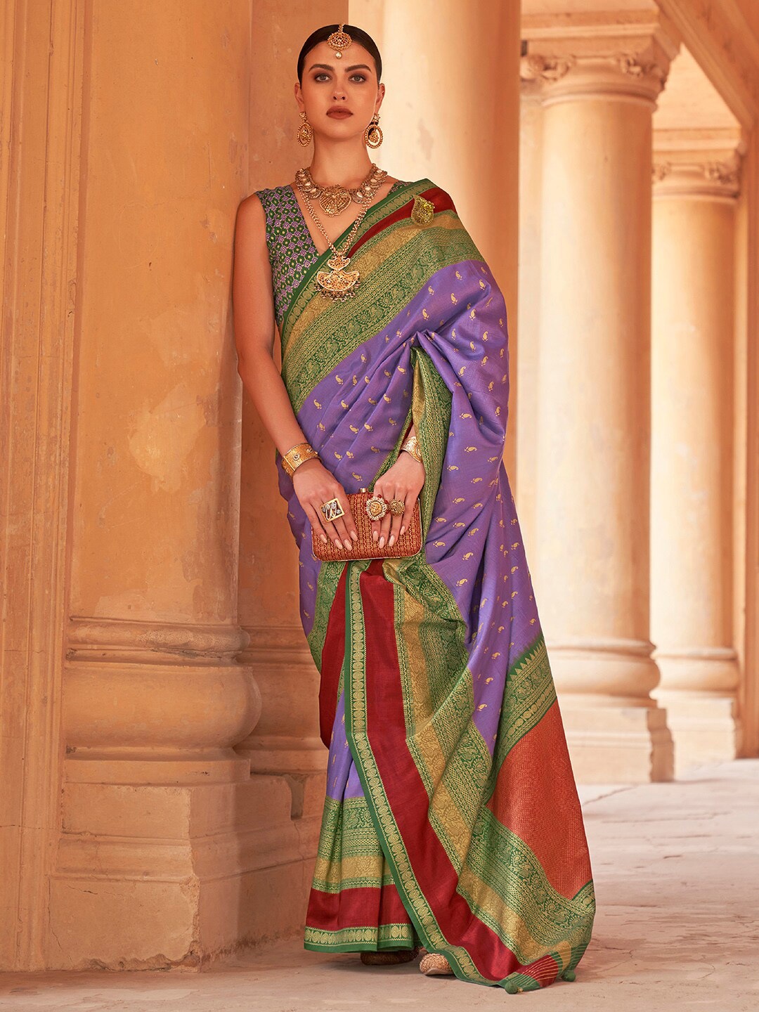 

Anouk Woven Design Zari Banarasi Saree, Lavender