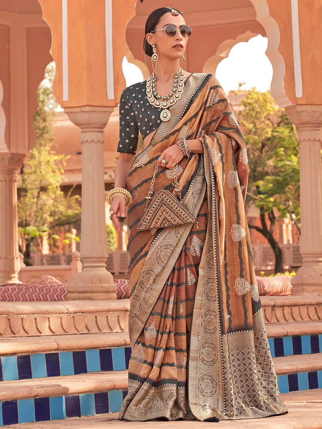 

Anouk Woven Design Zari Banarasi Saree, Brown
