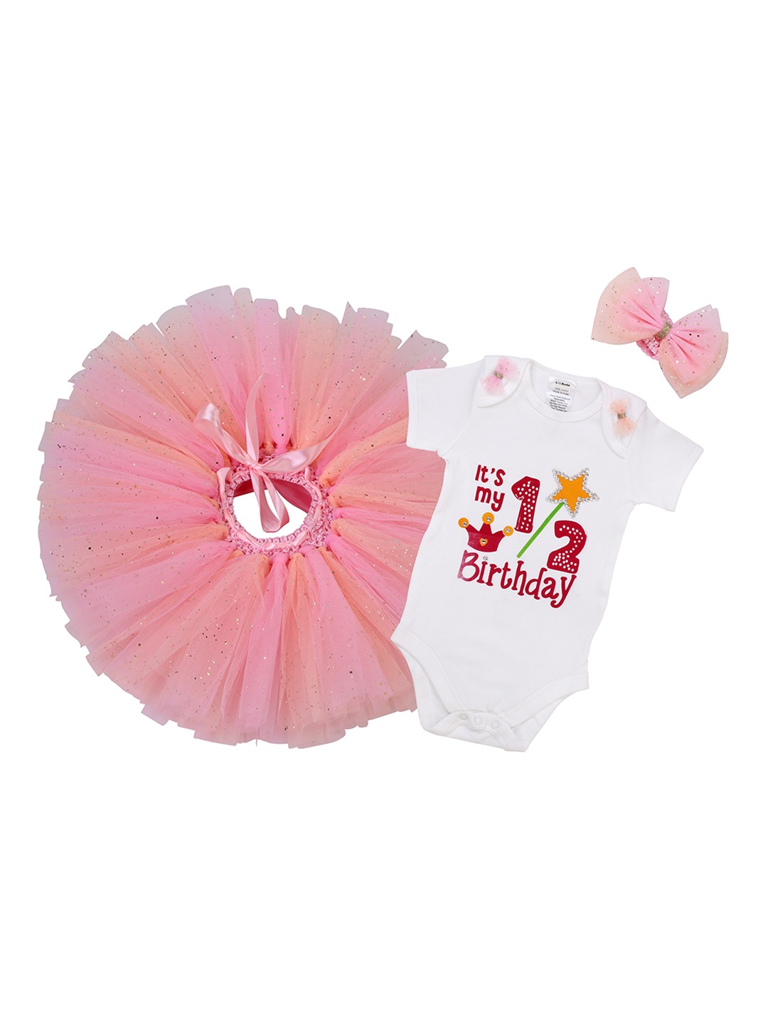 

TINY MINY ME Infant Girls Printed Bodysuit & Skirt, White