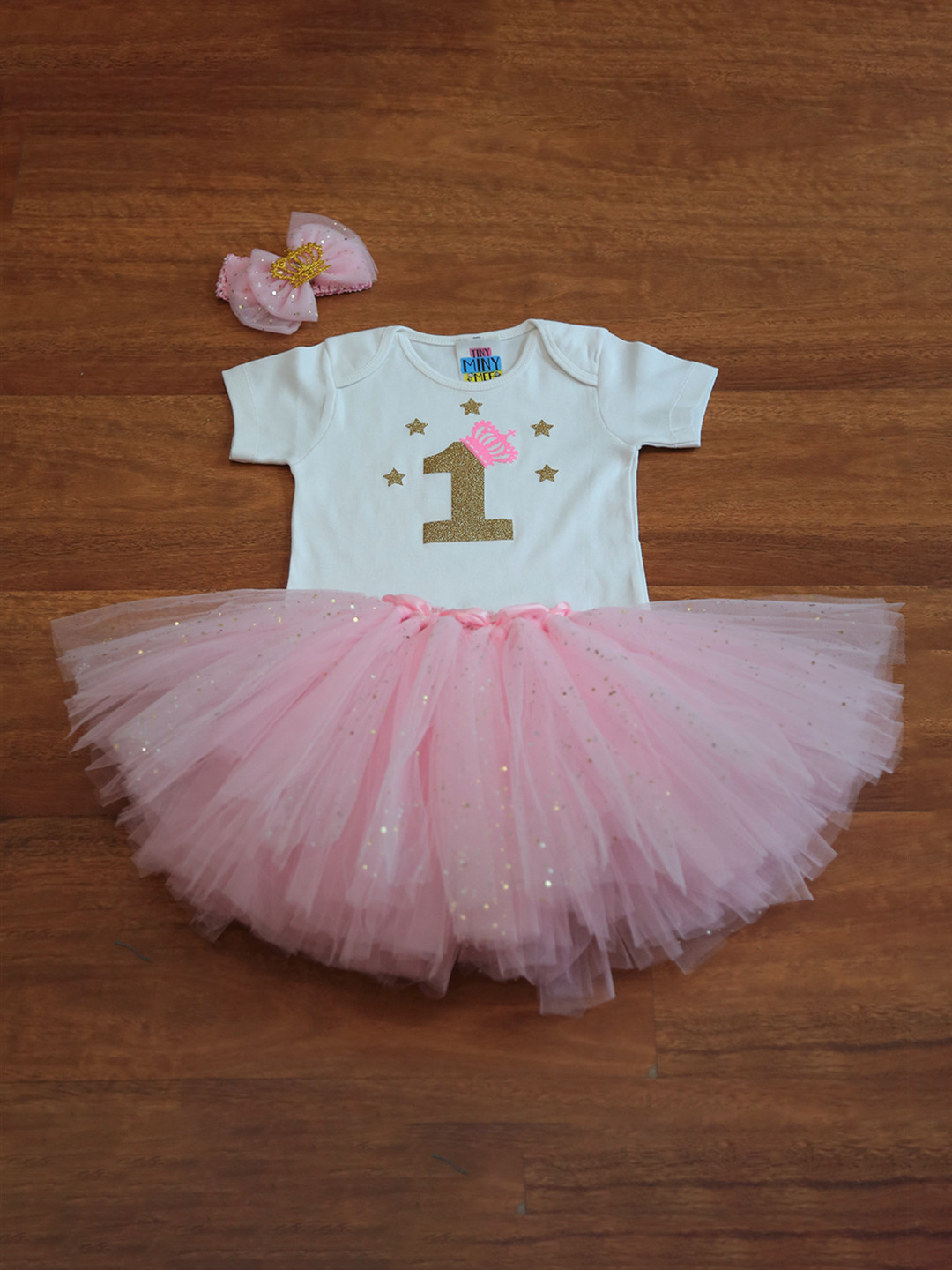 

TINY MINY ME Infant Girls Printed Bodysuit & Skirt, Pink