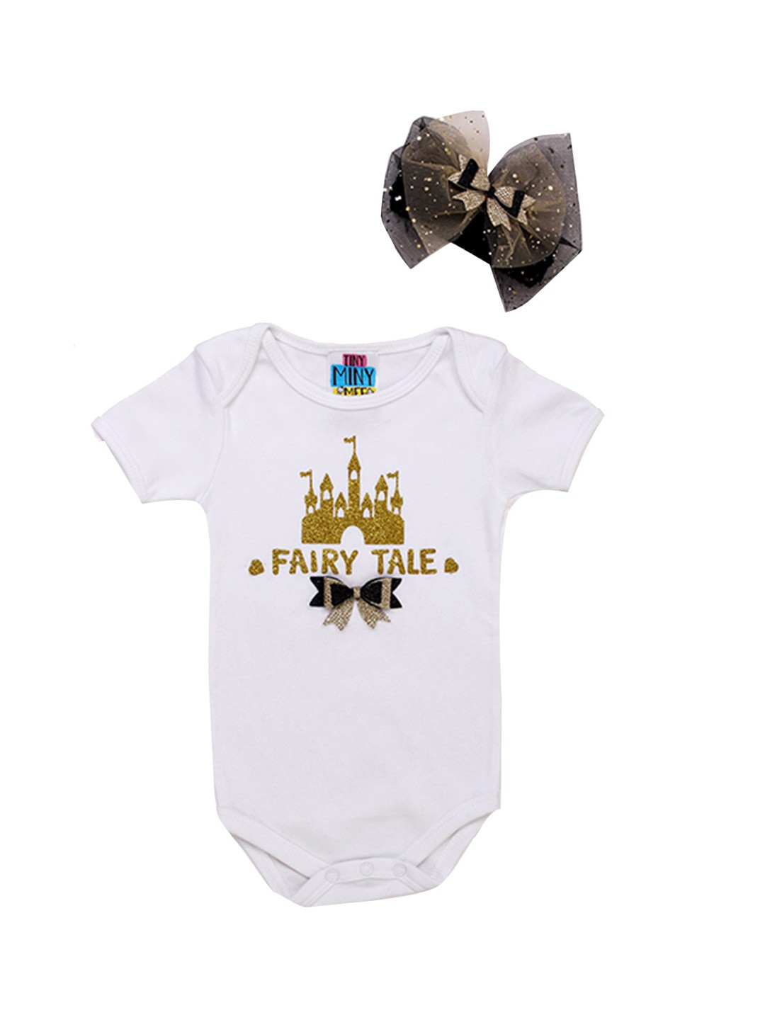 

TINY MINY ME Infant Girls Printed Cotton Bodysuit, Black