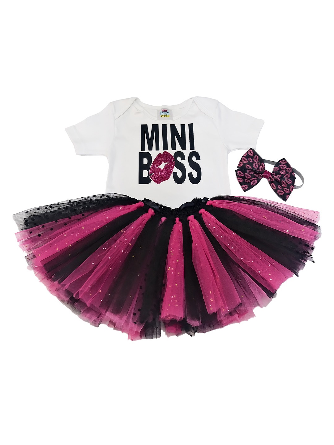 

TINY MINY ME Infant Girls Printed Bodysuit & Skirt, Black
