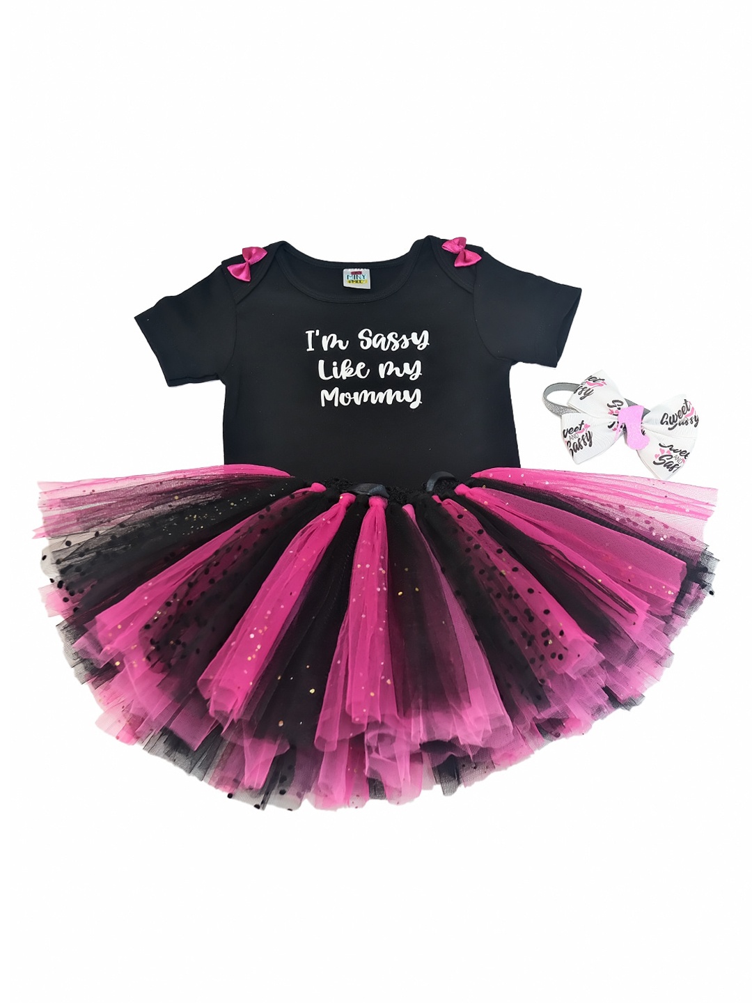 

TINY MINY ME Infant Girls Printed Bodysuit & Skirt, Black